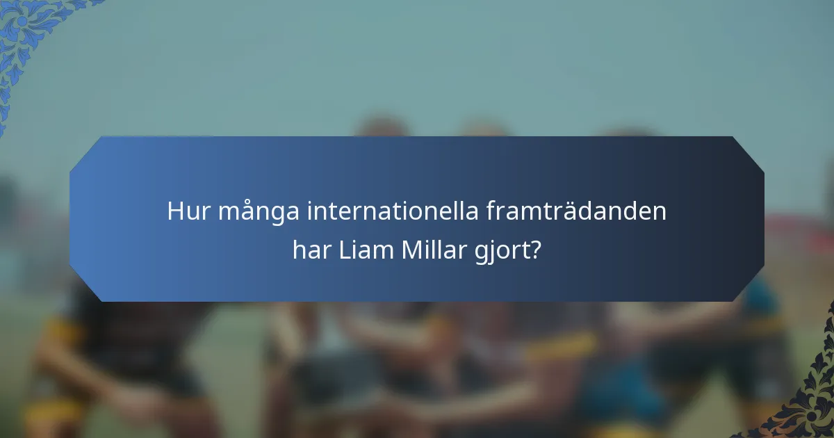 Hur många internationella framträdanden har Liam Millar gjort?