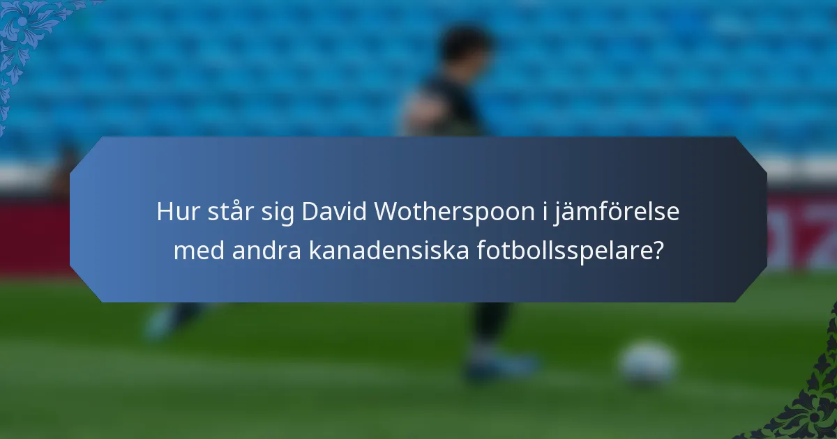 Hur står sig David Wotherspoon i jämförelse med andra kanadensiska fotbollsspelare?