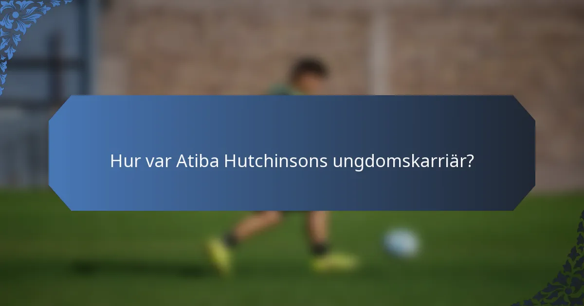Hur var Atiba Hutchinsons ungdomskarriär?