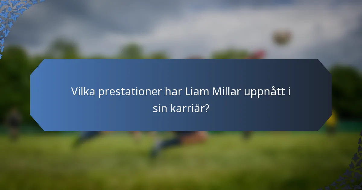 Vilka prestationer har Liam Millar uppnått i sin karriär?